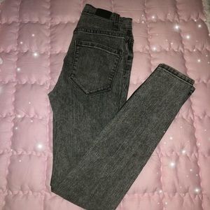 High rise acid wash skinny jeans